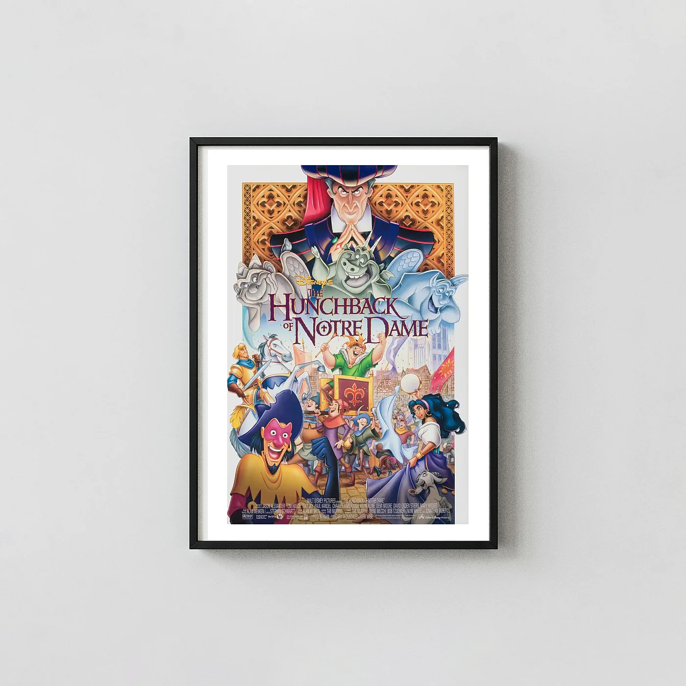 Disney's The Hunchback of Notre Dame | Movie Poster | Original Character Animation and Anime Posters xe2x80x93 Portrait Frame Wall Art Mockup | MerchFuse