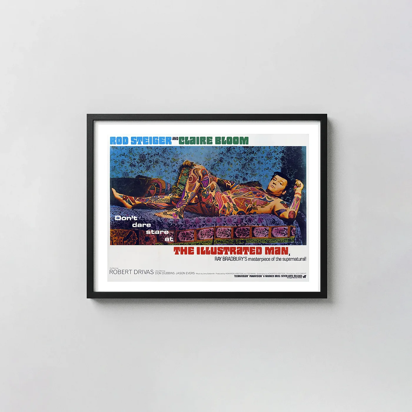 The Illustrated Man (1969) British Quad Poster – Vintage Sci-Fi Wall Horror Movies Posters xe2x80x93 Landscape Frame Wall Art Mockup | MerchFuse