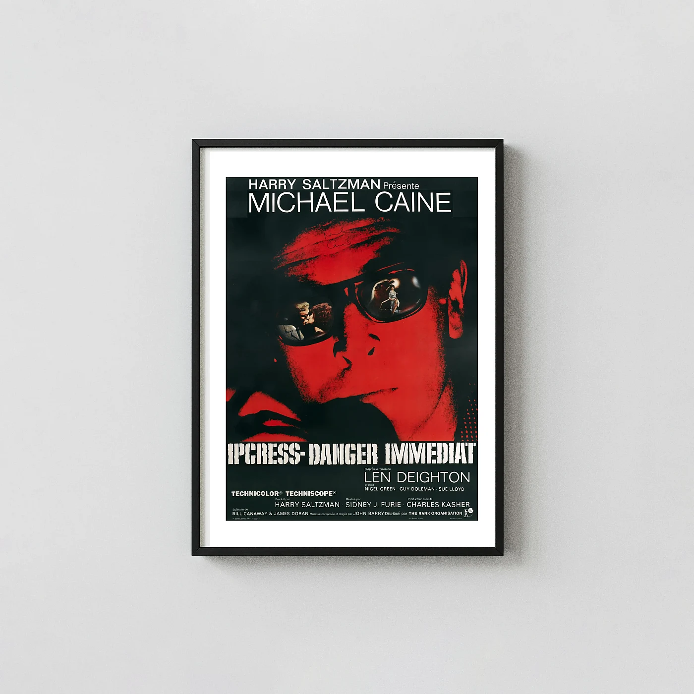 The Ipcress File | Michael Caine Movie Poster | Vintage Red Spy Action & Adventure Movie Posters xe2x80x93 Portrait Frame Wall Art Mockup | MerchFuse