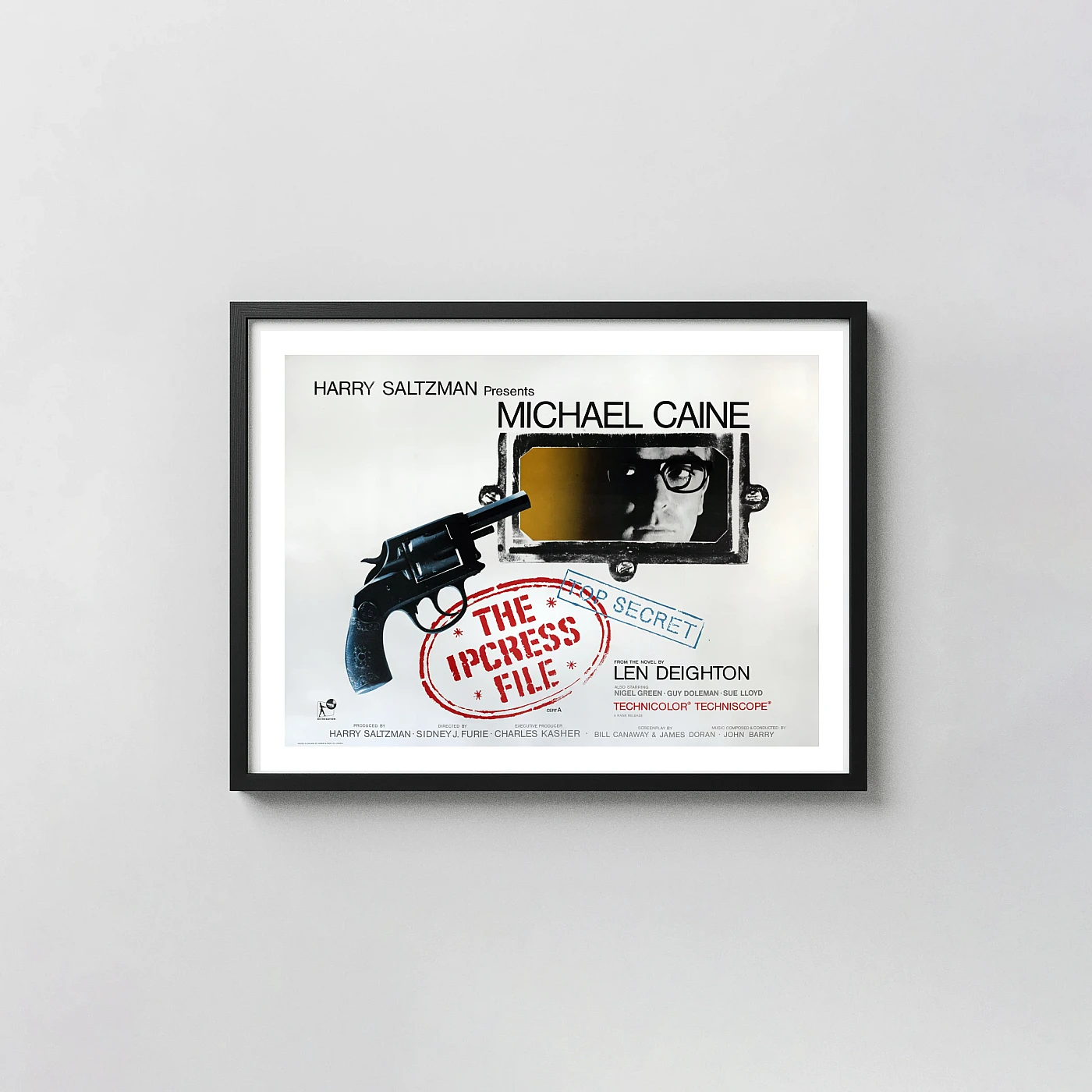 The Ipcress File (1965) Movie Poster — Michael Caine Spy Thriller Art Action & Adventure Movie Posters xe2x80x93 Landscape Frame Wall Art Mockup | MerchFuse