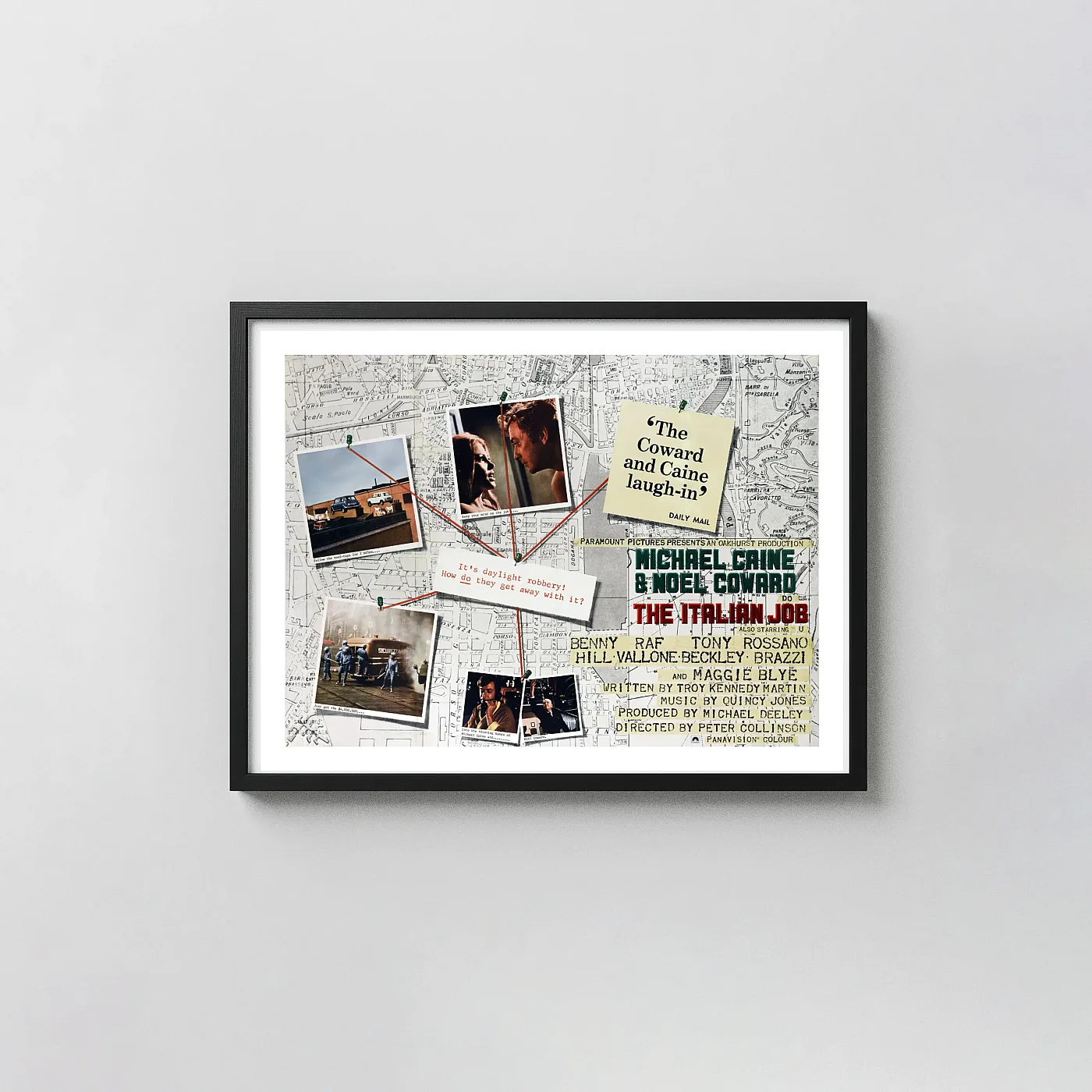 The Italian Job (1969) British Poster — Michael Caine Heist Action & Adventure Movie Posters xe2x80x93 Landscape Frame Wall Art Mockup | MerchFuse