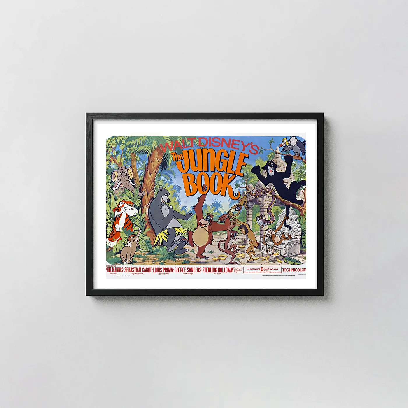 The Jungle Book | Classic Disney Movie Poster | Vintage Character Animation and Anime Posters xe2x80x93 Landscape Frame Wall Art Mockup | MerchFuse