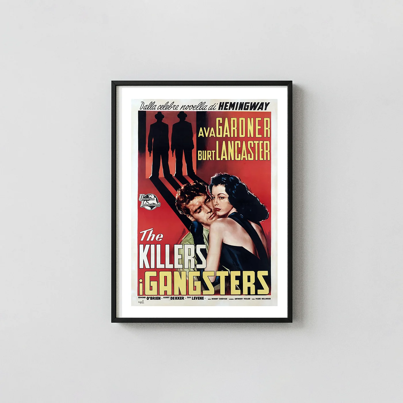 The Killers (1957) Italian Poster | Ava Gardner Burt Lancaster Art Movie Posters xe2x80x93 Portrait Frame Wall Art Mockup | MerchFuse