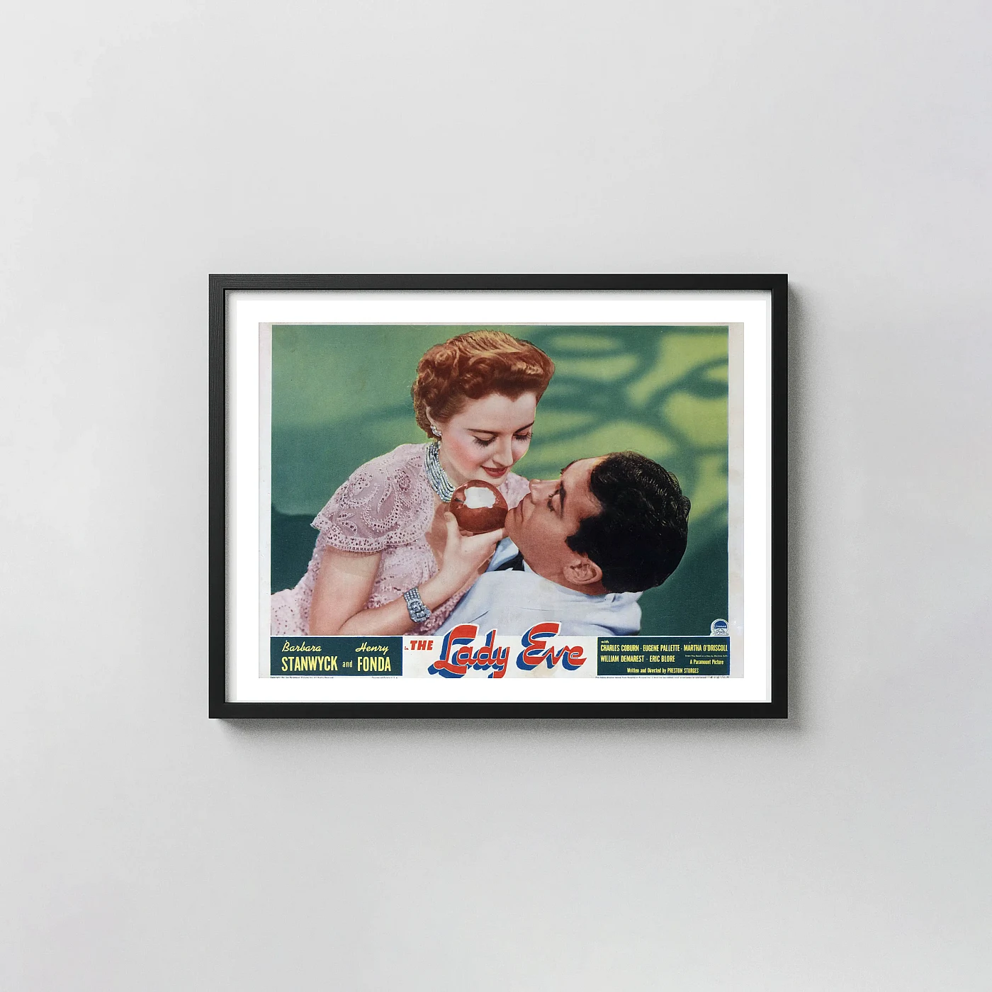 The Lady Eve (1941) Lobby Card — Screwball Comedy Wall Art Print The Lady Eve (1941) Lobby Card — Screwball Comedy Wall Movie Posters Xe2X80X93 Landscape Frame Wall Art Mockup | Merchfuse