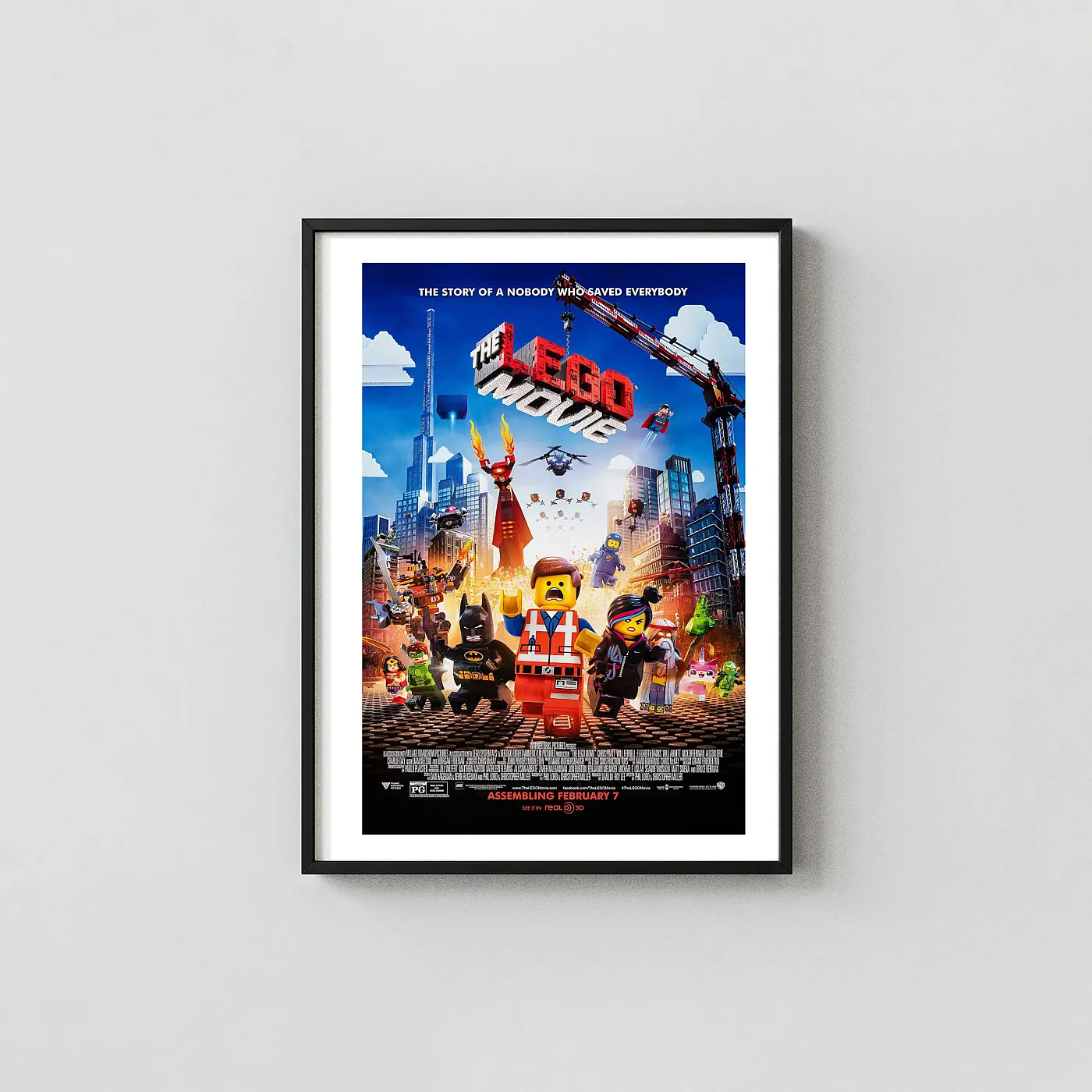 The Lego Movie (2014) Poster — Animated Brick Comedy Wall Movie Posters xe2x80x93 Portrait Frame Wall Art Mockup | MerchFuse