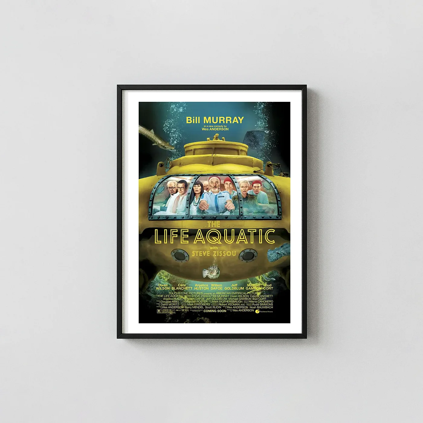 The Life Aquatic with Steve Zissou (2004) Poster — Wes Anderson Art Horror Movies Posters xe2x80x93 Portrait Frame Wall Art Mockup | MerchFuse