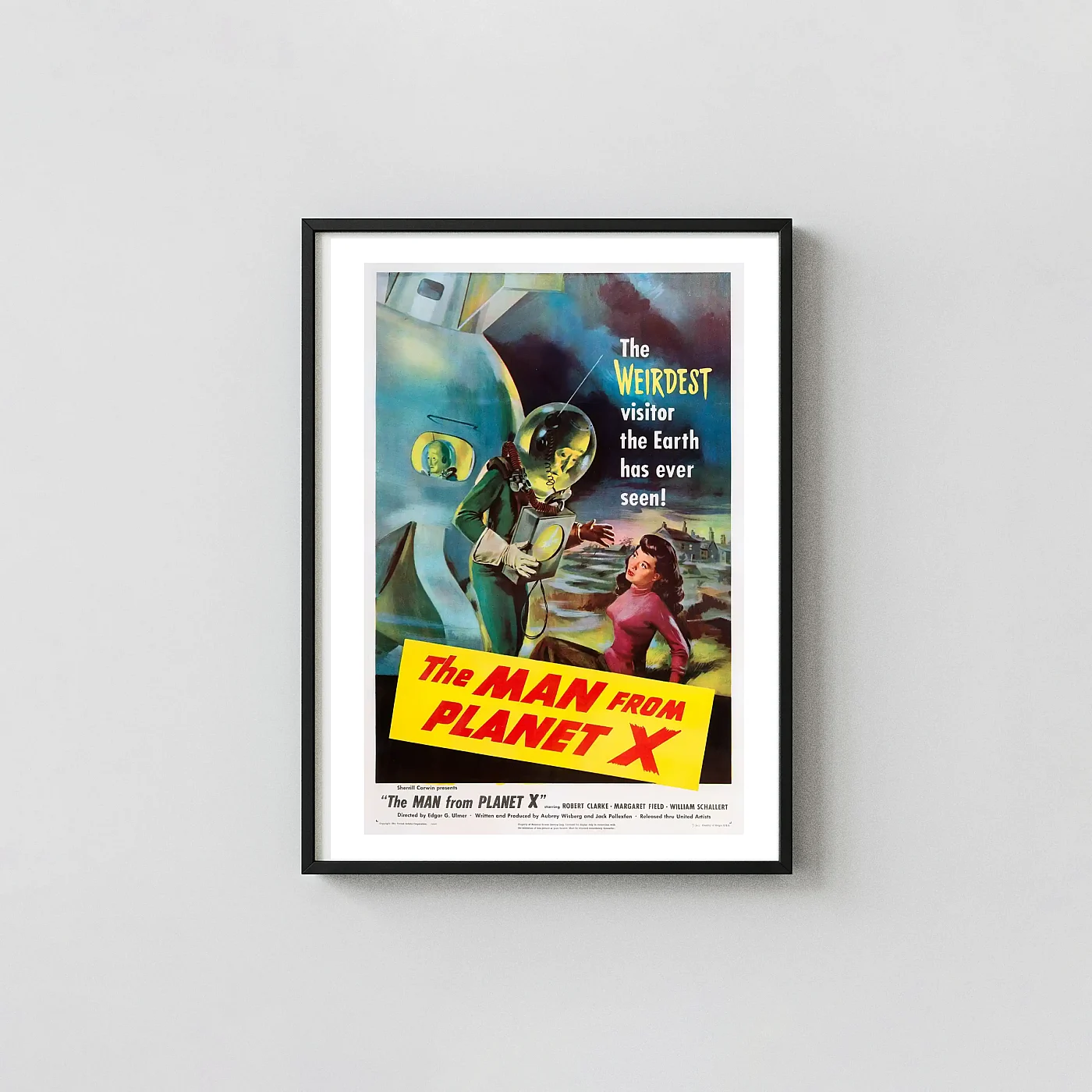 The Man from Planet X (1951) Poster — Vintage Sci-Fi Horror Movie Posters xe2x80x93 Portrait Frame Wall Art Mockup | MerchFuse