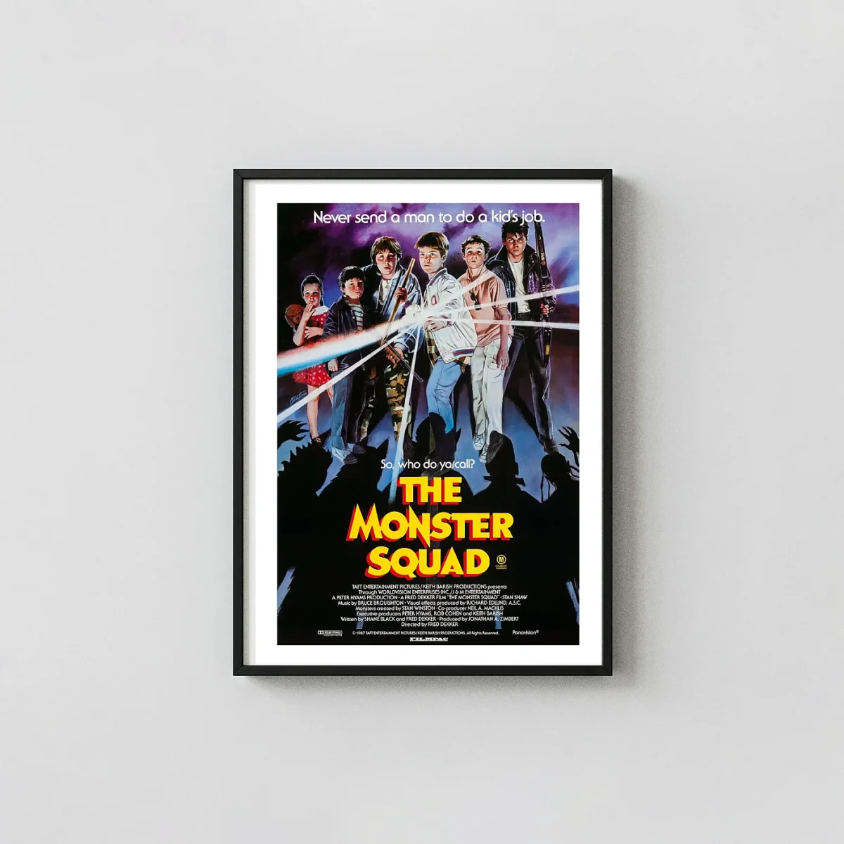 The Monster Squad (1987) Cult Horror Poster – 80s Wall Horror Movies Posters xe2x80x93 Portrait Frame Wall Art Mockup | MerchFuse