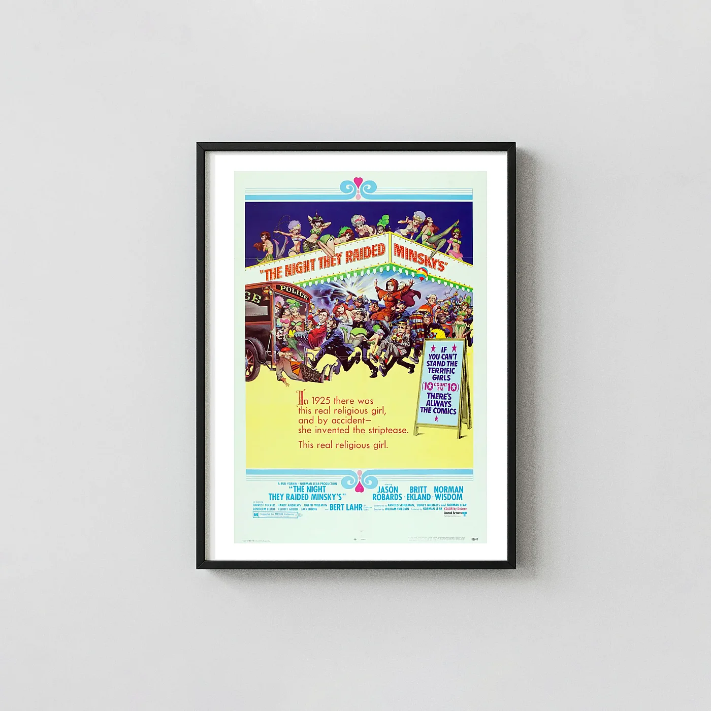 The Night They Raided Minsky'S (1968) Poster — Frank Frazetta Art The Night They Raided Minsky'S (1968) Poster — Frank Frazetta Art Movie Posters Xe2X80X93 Portrait Frame Wall Art Mockup | Merchfuse