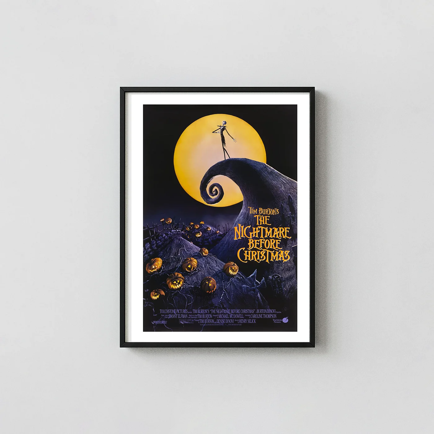 The Nightmare Before Christmas Poster — 1993 Gothic Fantasy Wall Animation and Anime Posters xe2x80x93 Portrait Frame Wall Art Mockup | MerchFuse