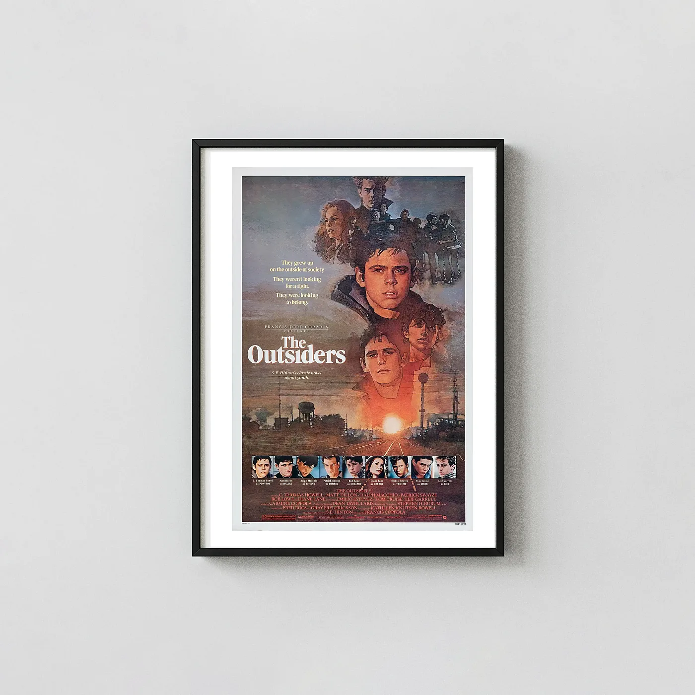 The Outsiders (1983) Movie Poster — Coming-of-Age Drama Movie Posters xe2x80x93 Portrait Frame Wall Art Mockup | MerchFuse