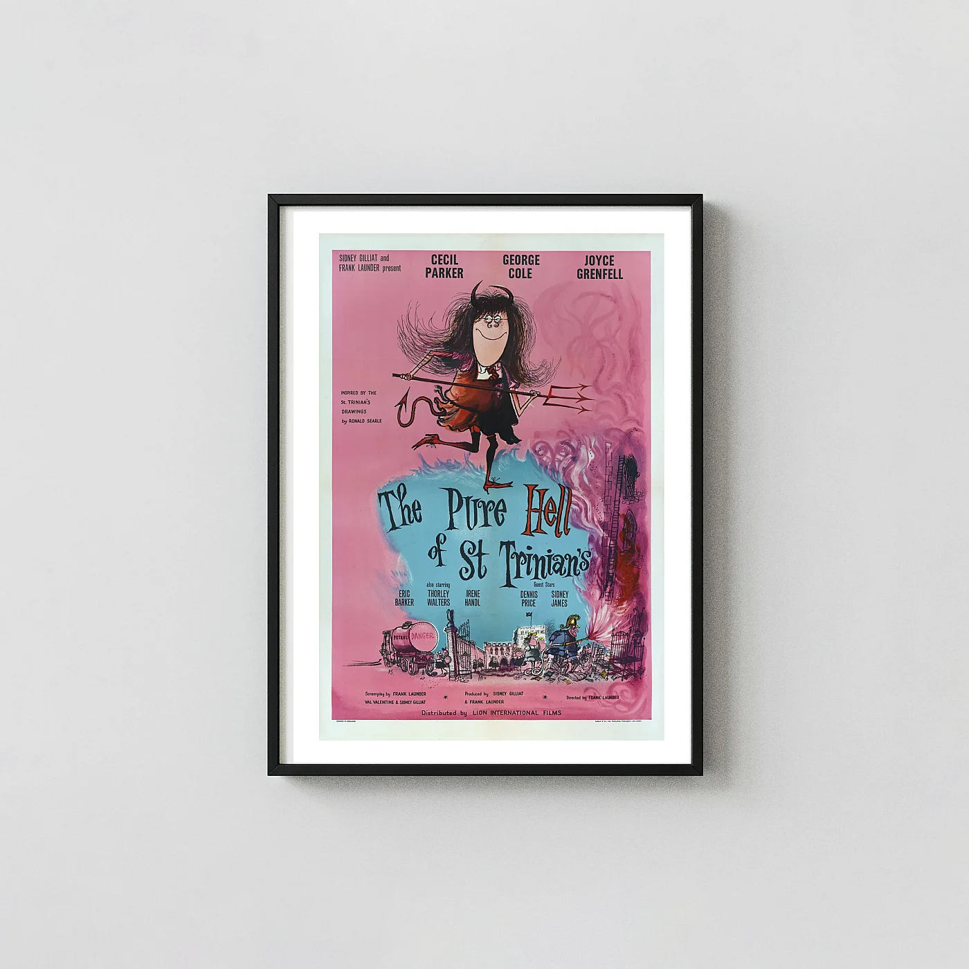 The Pure Hell of St. Trinian's (1960) British Poster — Comedy Cult Classic Movies Posters xe2x80x93 Portrait Frame Wall Art Mockup | MerchFuse