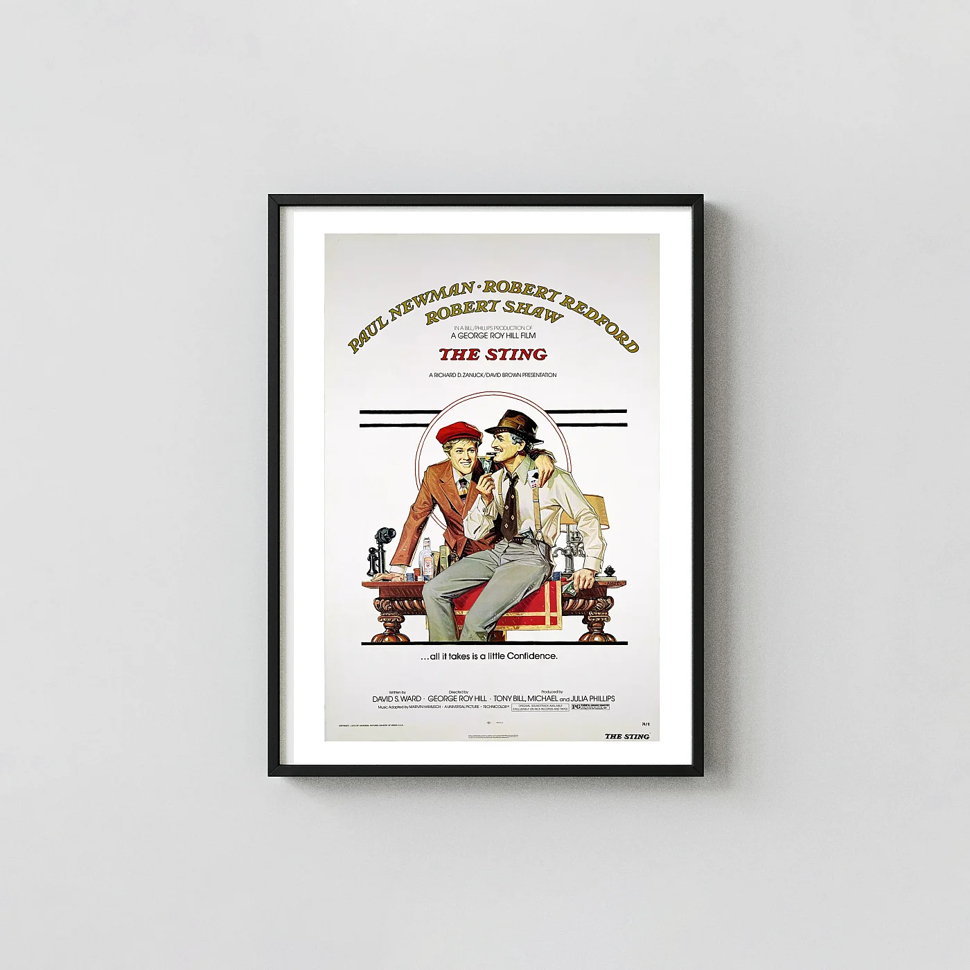 The Sting (1973) Movie Poster β Redford Newman Wall Movie Posters xe2x80x93 Portrait Frame Wall Art Mockup | MerchFuse