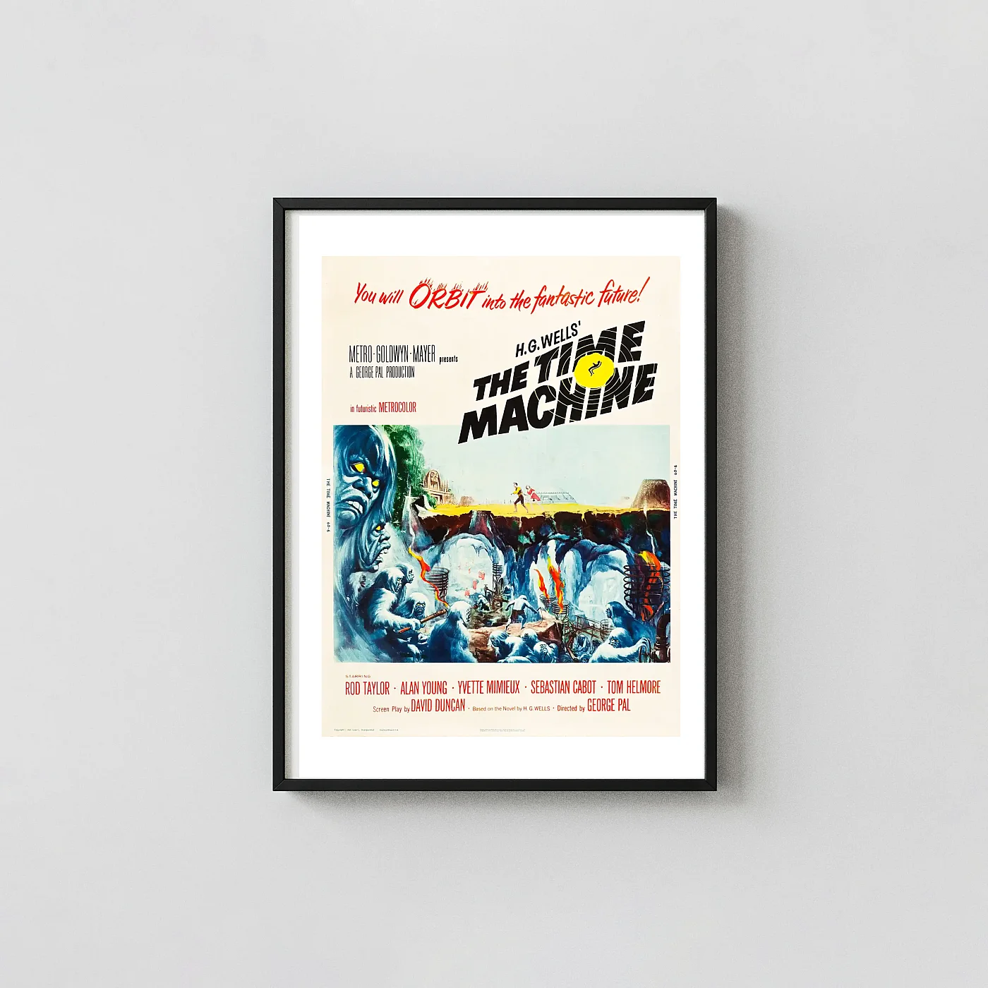 The Time Machine (1960) MGM Poster β Classic Sci-Fi Wall Movie Posters xe2x80x93 Portrait Frame Wall Art Mockup | MerchFuse