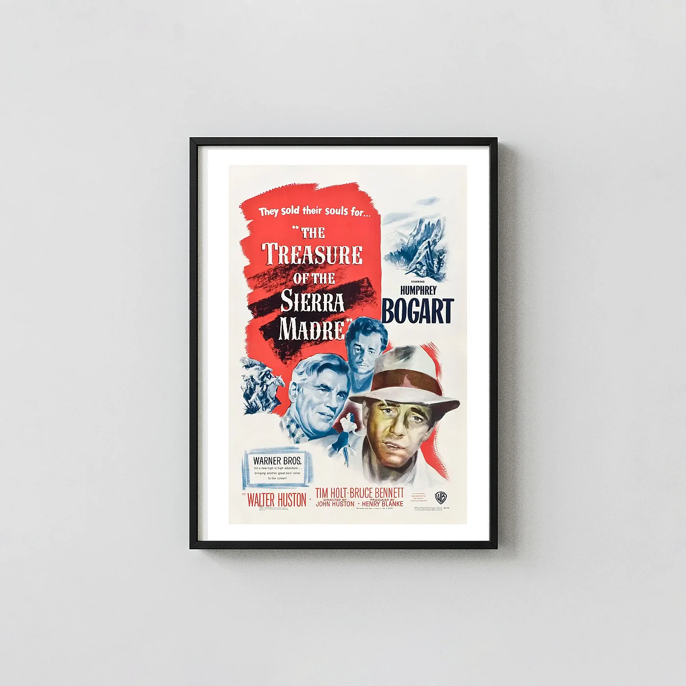 The Treasure of the Sierra Madre (1948) Wall Art β Bogart Film Action & Adventure Movie Posters xe2x80x93 Portrait Frame Wall Art Mockup | MerchFuse