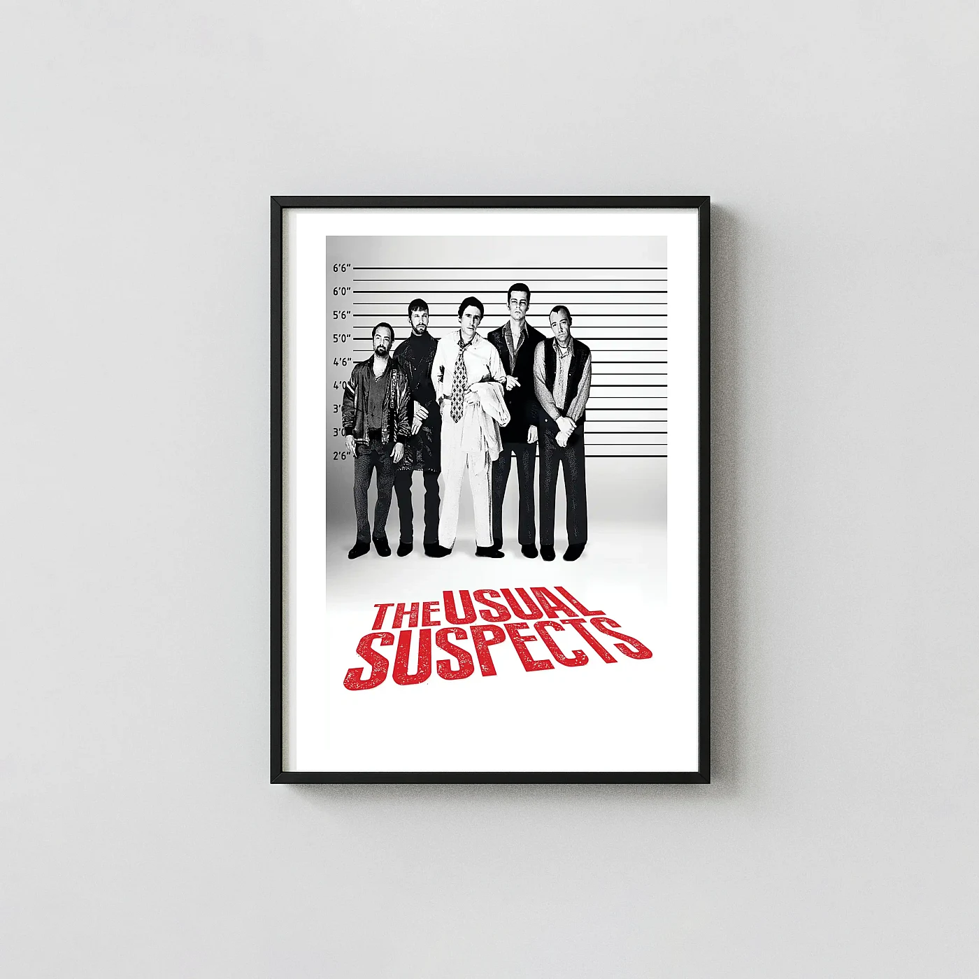 The Usual Suspects (1995) Movie Poster — Crime Thriller Movie Posters xe2x80x93 Portrait Frame Wall Art Mockup | MerchFuse