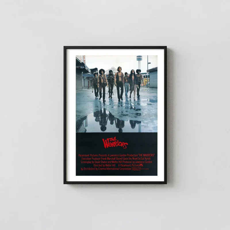 The Warriors (1979) British Poster — Cult Action Film Cult Classic Movies Posters xe2x80x93 Portrait Frame Wall Art Mockup | MerchFuse