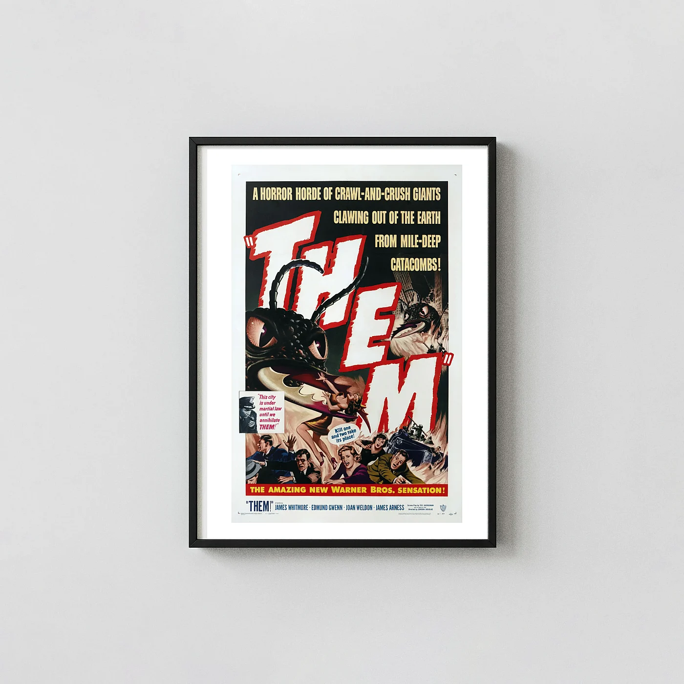 Them! (1954) Movie Poster — Giant Ant Sci-Fi Horror Wall Movie Posters xe2x80x93 Portrait Frame Wall Art Mockup | MerchFuse