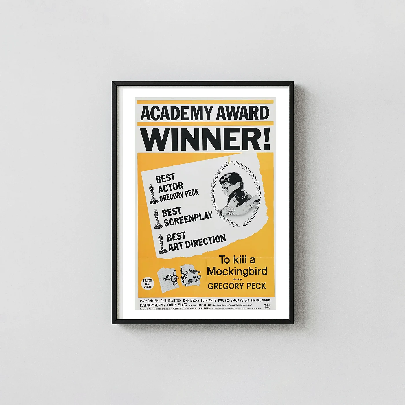 To Kill a Mockingbird (1962) Wall Art — Gregory Peck Film Movie Posters xe2x80x93 Portrait Frame Wall Art Mockup | MerchFuse