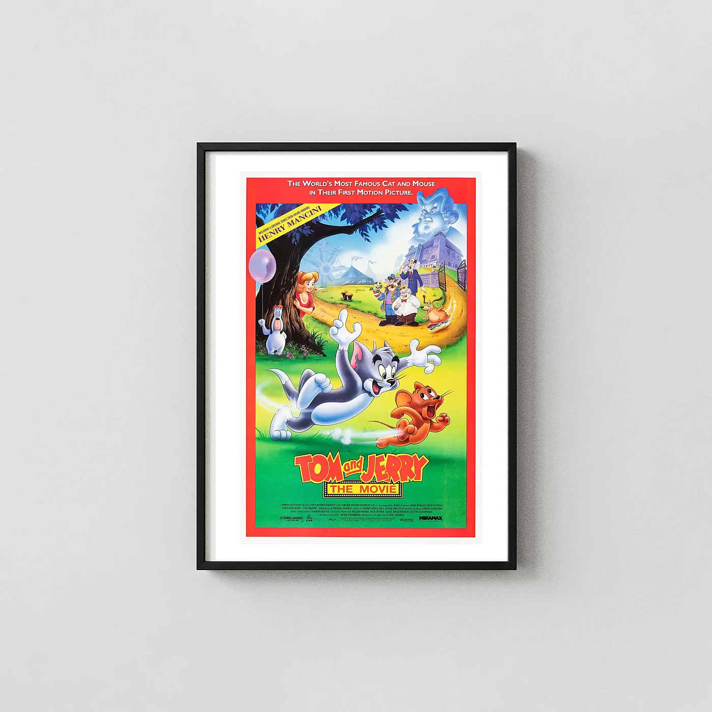 Tom and Jerry: The Movie (1992) Poster — Miramax Animation Movie Posters xe2x80x93 Portrait Frame Wall Art Mockup | MerchFuse