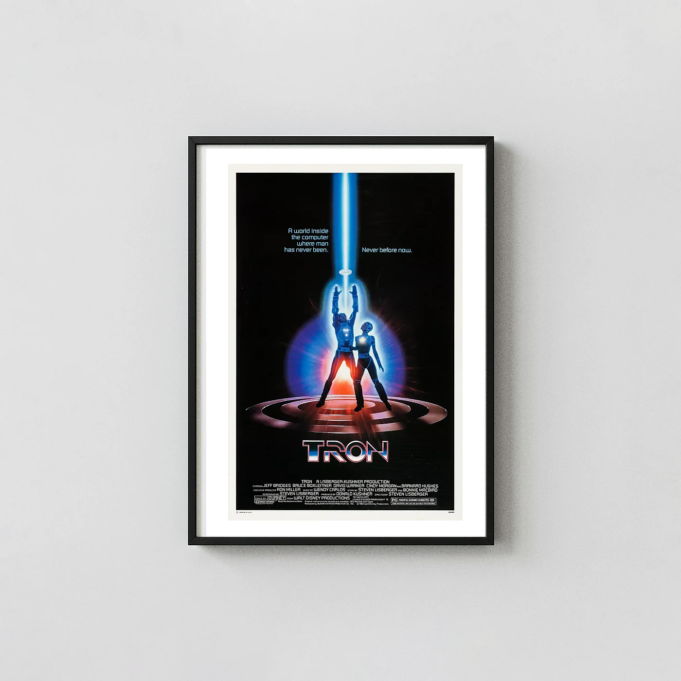 Tron (1982) Movie Poster - Sci-Fi Computer World Wall Movie Posters xe2x80x93 Portrait Frame Wall Art Mockup | MerchFuse
