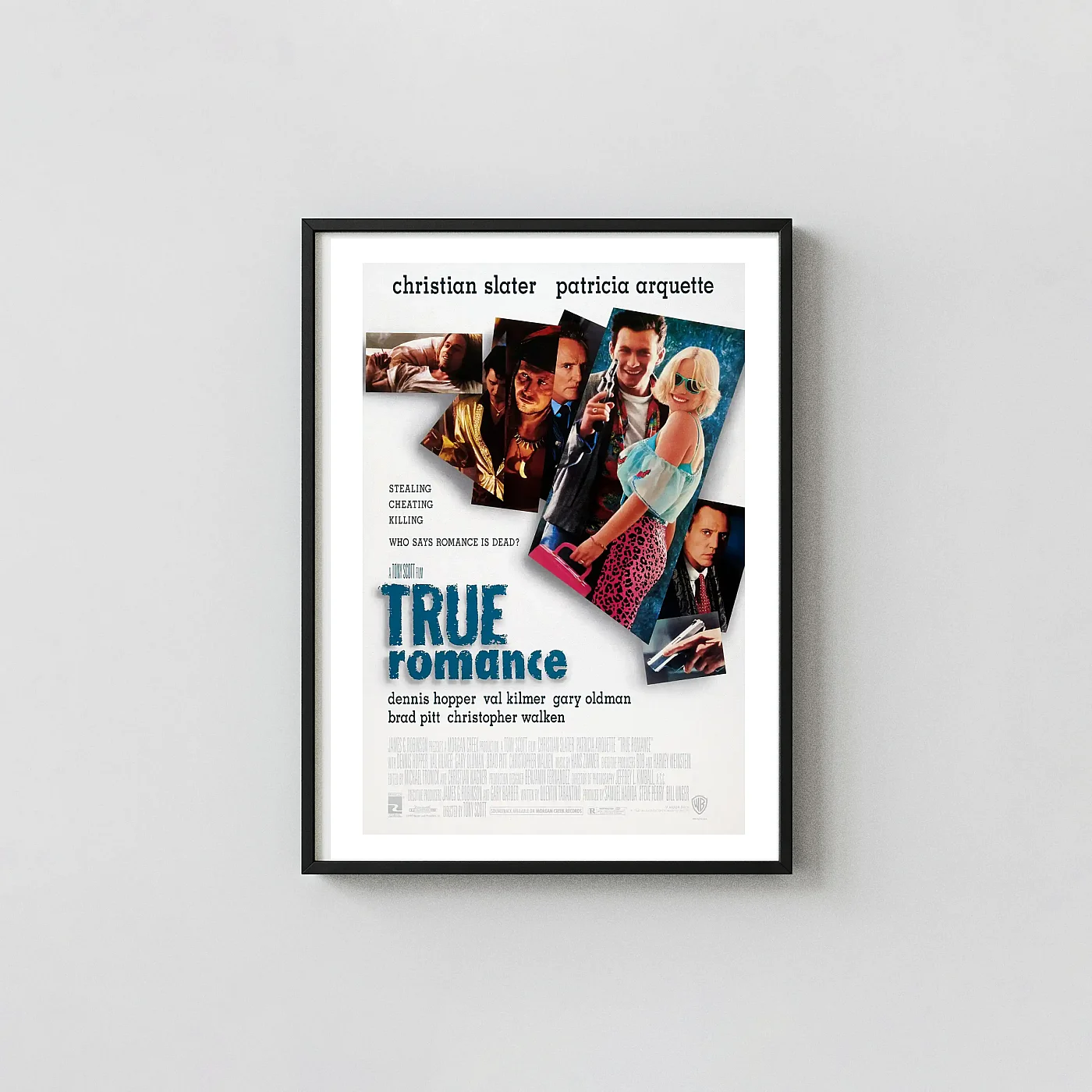 True Romance (1993) Movie Poster - Tarantino Crime Wall Movie Posters xe2x80x93 Portrait Frame Wall Art Mockup | MerchFuse