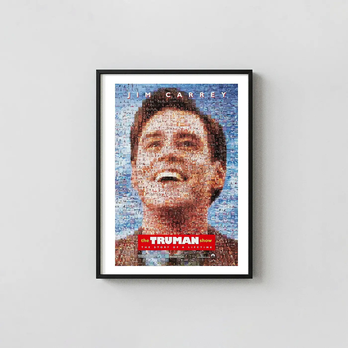 The Truman Show (1998) Movie Poster — Jim Carrey Drama Wall Movie Posters xe2x80x93 Portrait Frame Wall Art Mockup | MerchFuse
