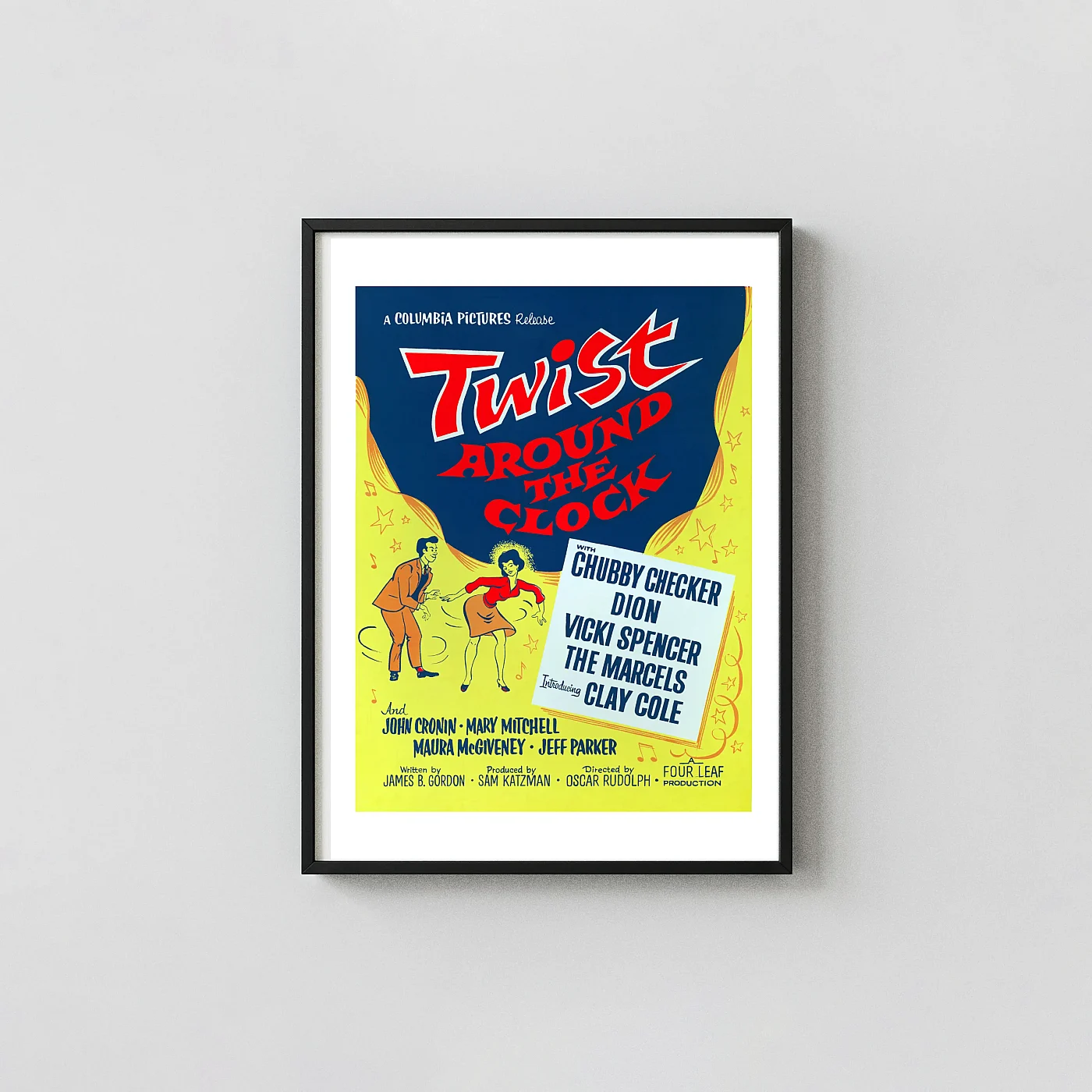 Twist Around the Clock (1961) Movie Poster - Rock and Roll Movie Posters xe2x80x93 Portrait Frame Wall Art Mockup | MerchFuse