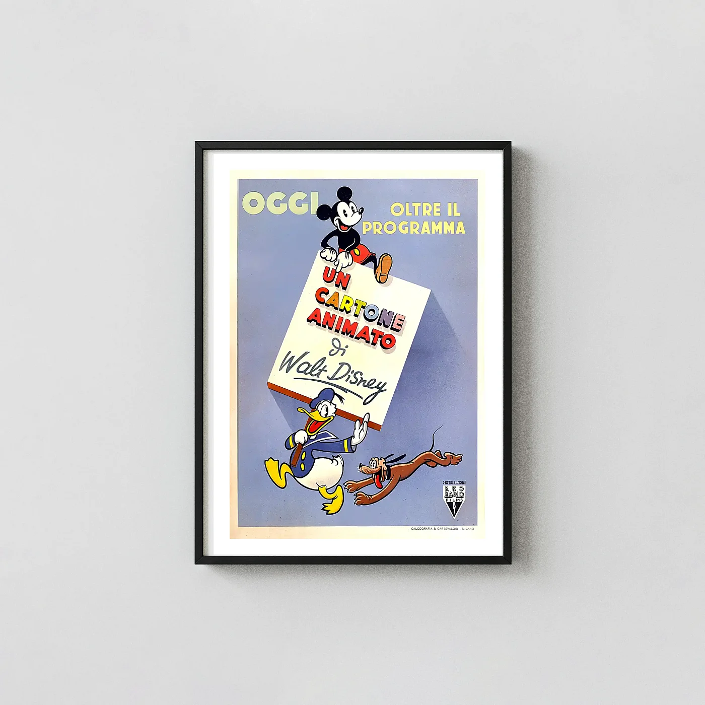 Walt Disney Animation (1940) Italian Poster - Vintage Cartoon Movie Posters xe2x80x93 Portrait Frame Wall Art Mockup | MerchFuse