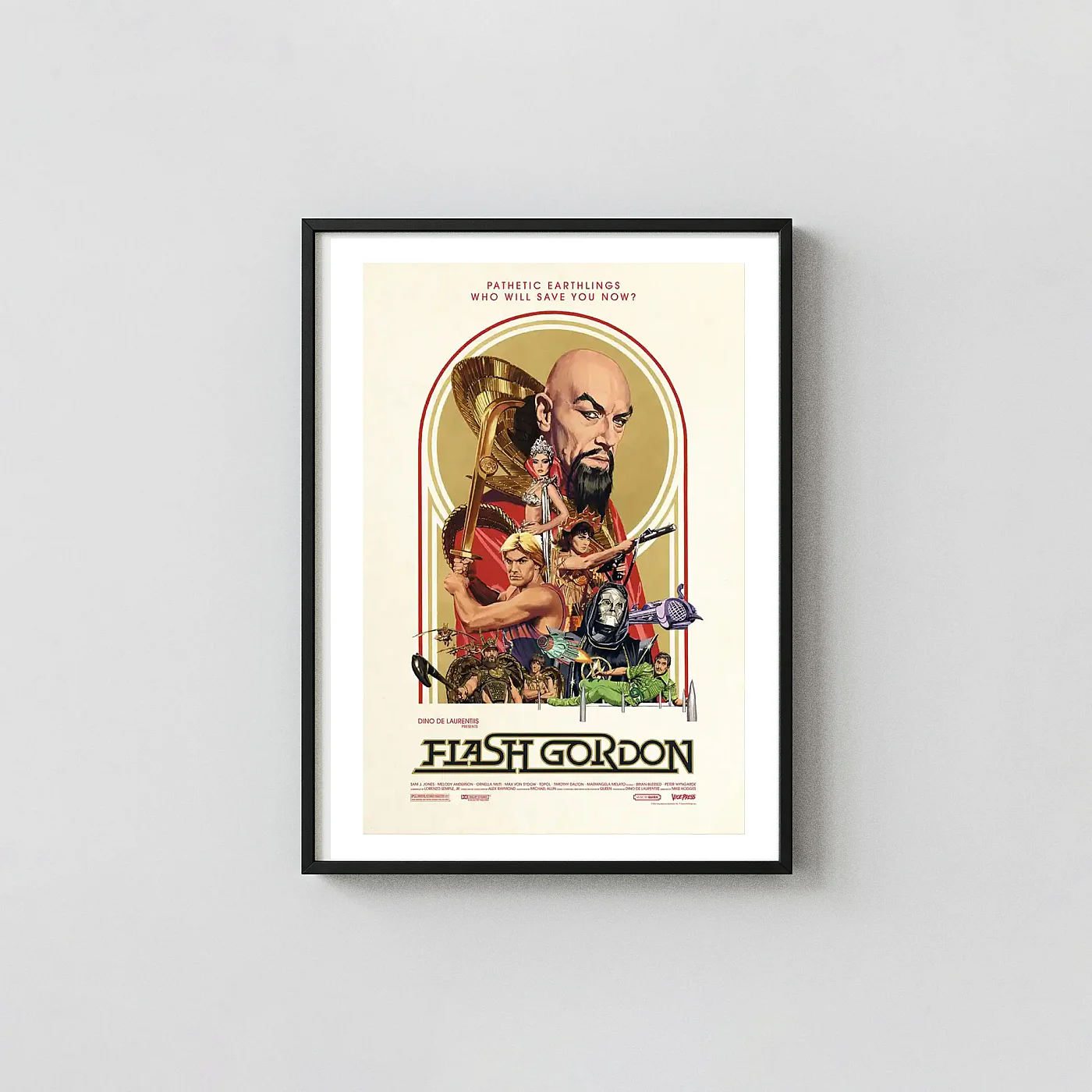 Flash Gordon | Movie Poster | Retro Art Deco Space Opera Movie Posters xe2x80x93 Portrait Frame Wall Art Mockup | MerchFuse