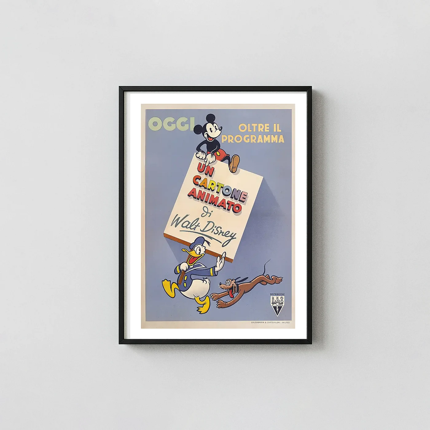 Walt Disney Animation (1940) Italian Movie Poster - Vintage Disney Art Movie Posters xe2x80x93 Portrait Frame Wall Art Mockup | MerchFuse