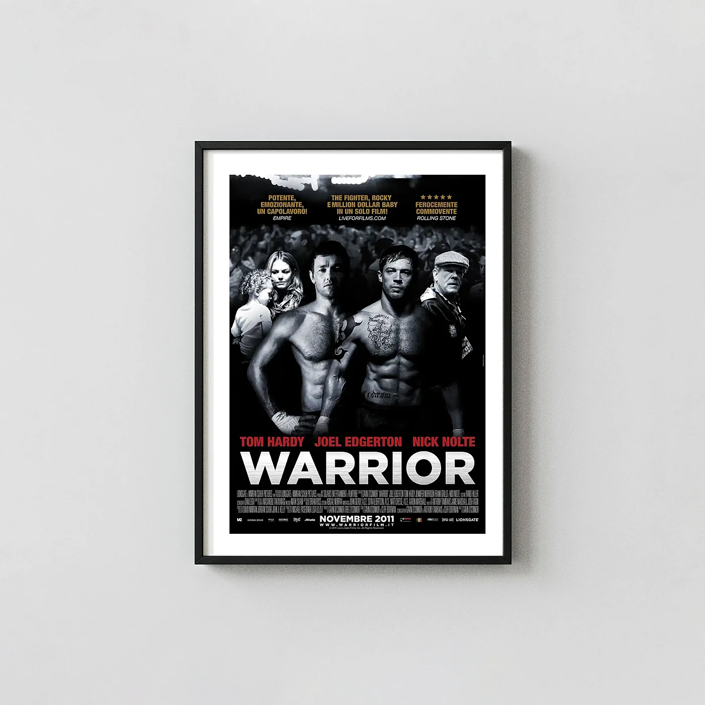 Warrior (2011) Movie Poster - MMA Sports Drama Wall Movie Posters xe2x80x93 Portrait Frame Wall Art Mockup | MerchFuse