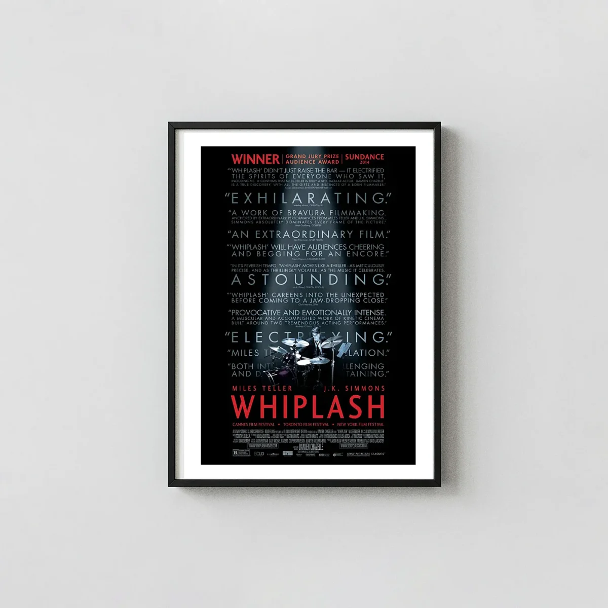 Whiplash (2014) Movie Poster - Jazz Drama Film Wall Movie Posters xe2x80x93 Portrait Frame Wall Art Mockup | MerchFuse