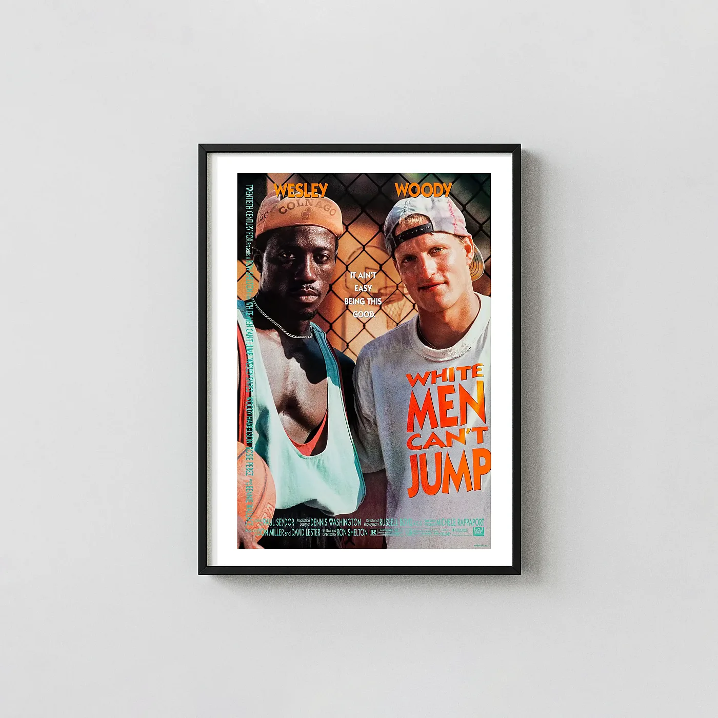 White Men Can't Jump (1992) Movie Poster - Sports Comedy Movie Posters xe2x80x93 Portrait Frame Wall Art Mockup | MerchFuse