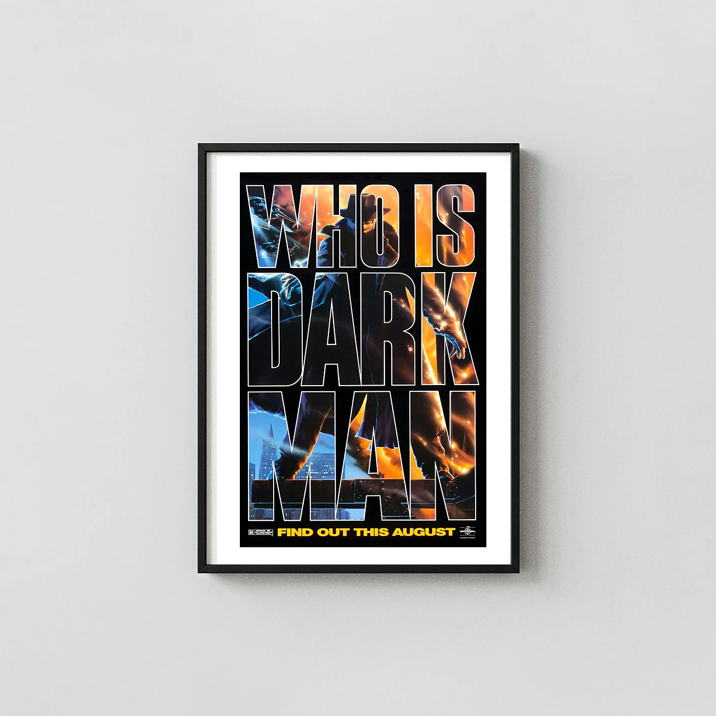 Darkman (1990) Movie Poster - Sam Raimi Horror Wall Movie Posters xe2x80x93 Portrait Frame Wall Art Mockup | MerchFuse