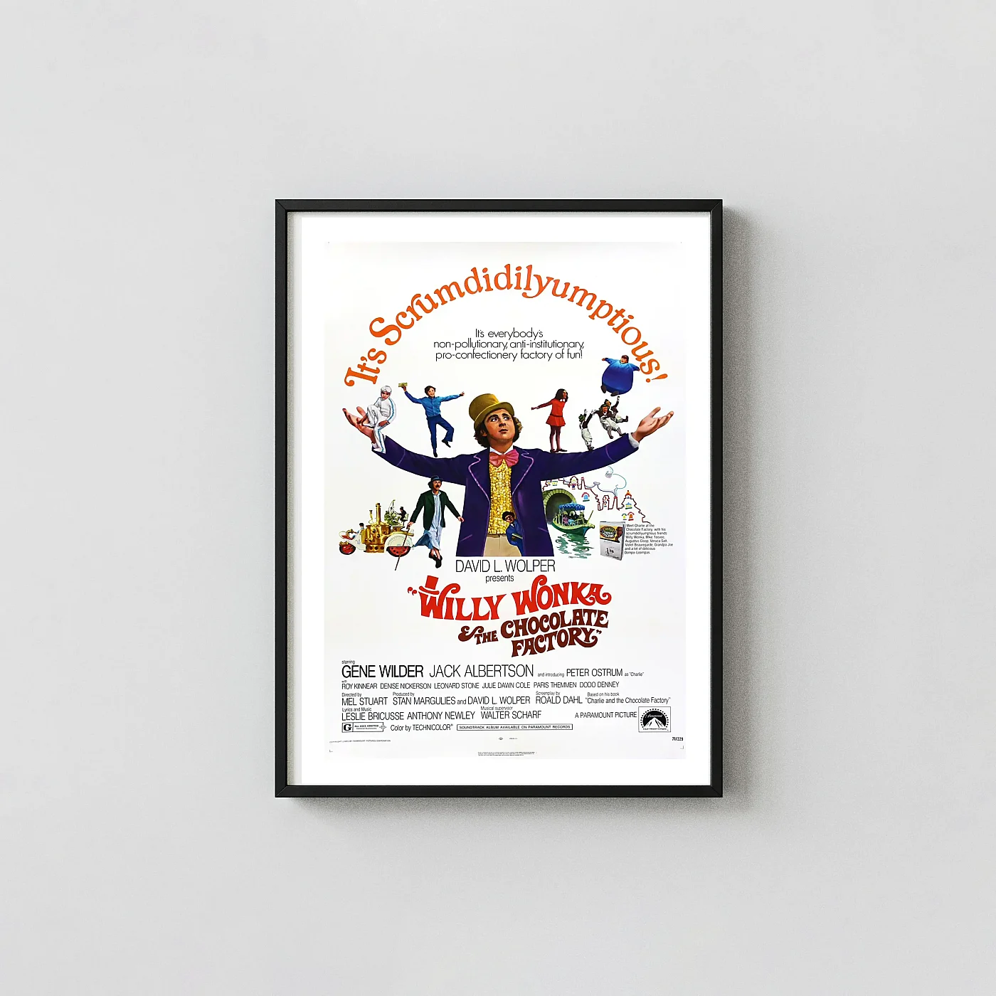 Willy Wonka and the Chocolate Factory (1971) Movie Poster Movie Posters xe2x80x93 Portrait Frame Wall Art Mockup | MerchFuse