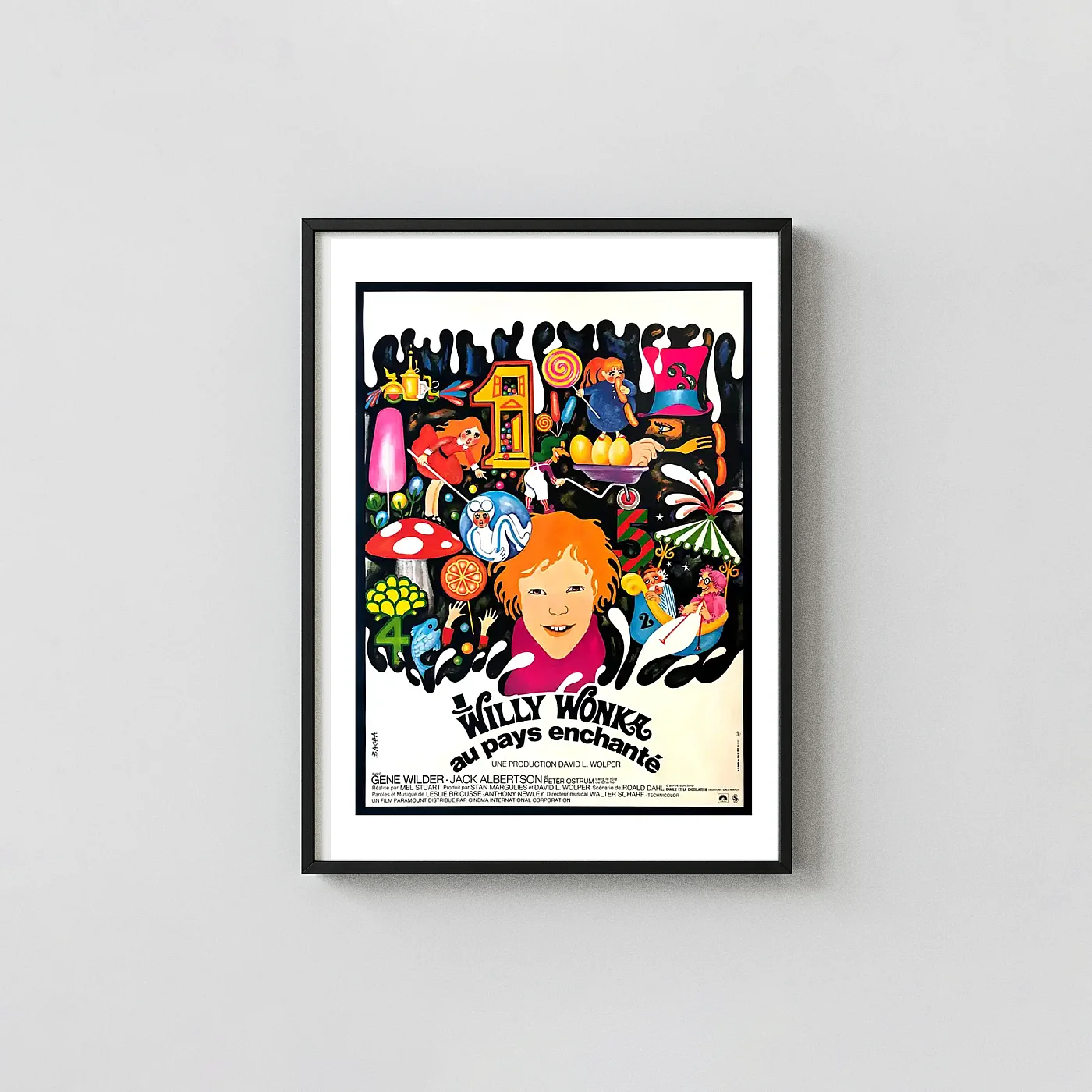Willy Wonka and the Chocolate Factory (1971) French Movie Movie Posters xe2x80x93 Portrait Frame Wall Art Mockup | MerchFuse