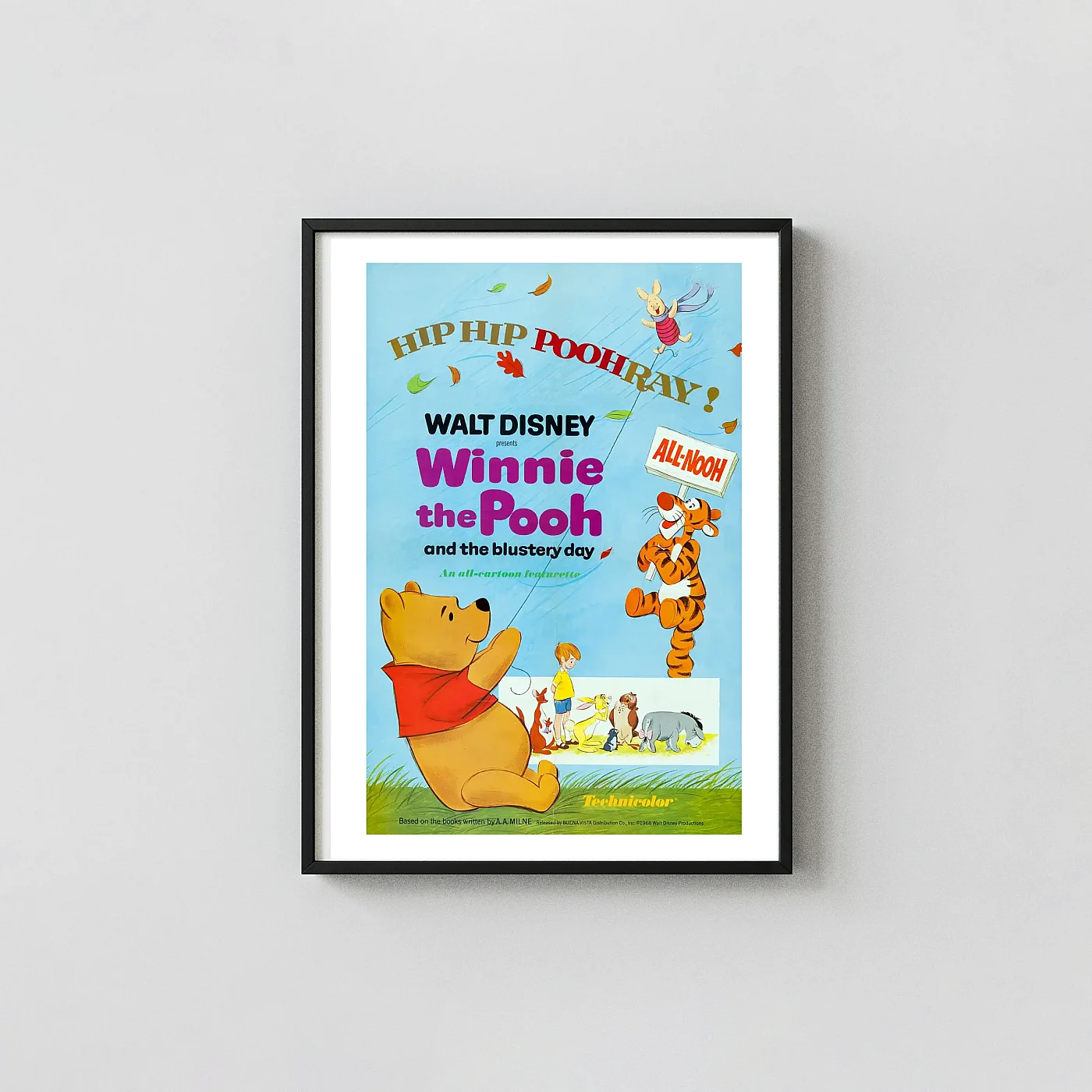 Winnie the Pooh and the Blustery Day (1968) Disney Wall Movie Posters xe2x80x93 Portrait Frame Wall Art Mockup | MerchFuse