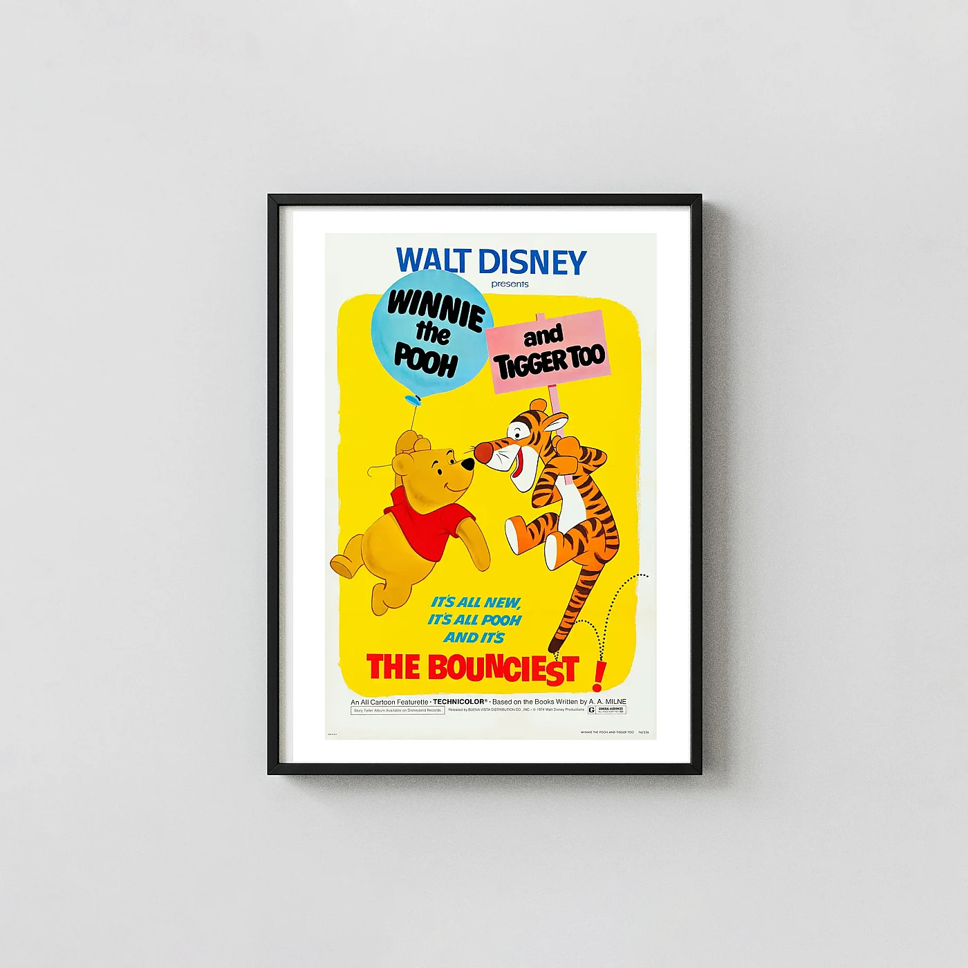 Winnie the Pooh (1974) Movie Poster — Classic Disney Movie Posters xe2x80x93 Portrait Frame Wall Art Mockup | MerchFuse