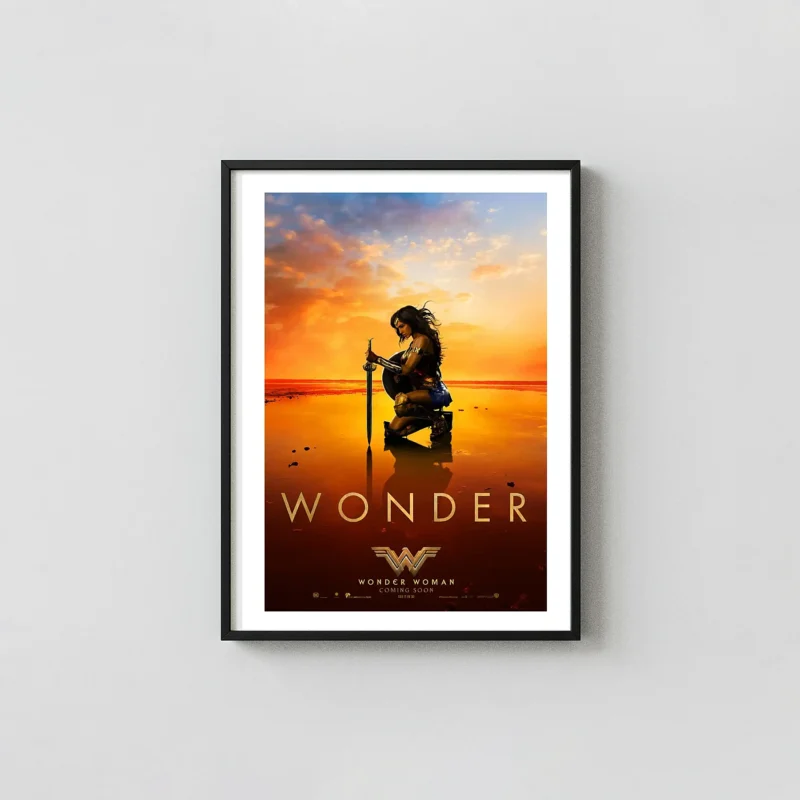 Wonder Woman (2017) Movie Poster — Superhero Wall Movie Posters xe2x80x93 Portrait Frame Wall Art Mockup | MerchFuse