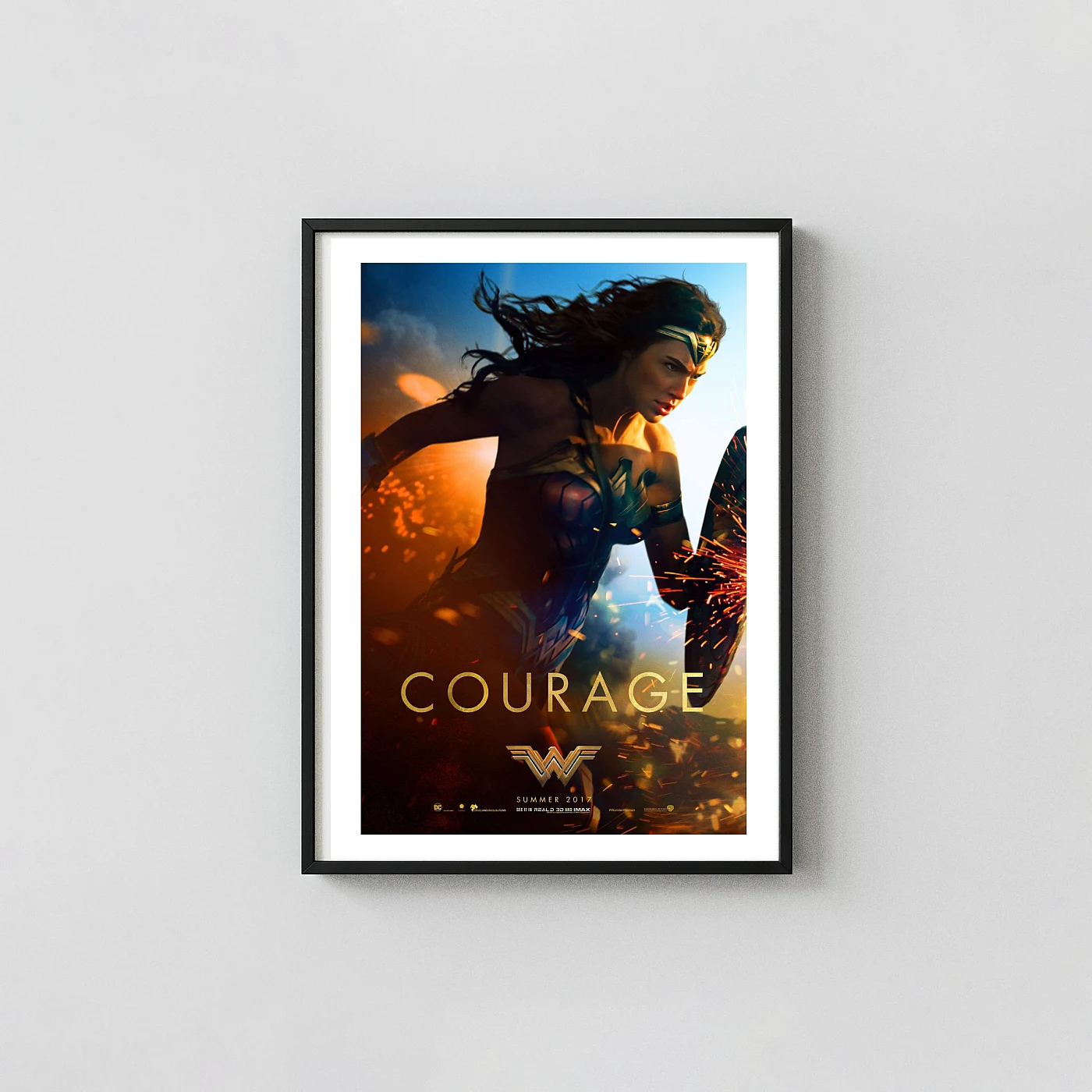 Wonder Woman (2017) Wall Art - Superhero Movie Movie Posters xe2x80x93 Portrait Frame Wall Art Mockup | MerchFuse
