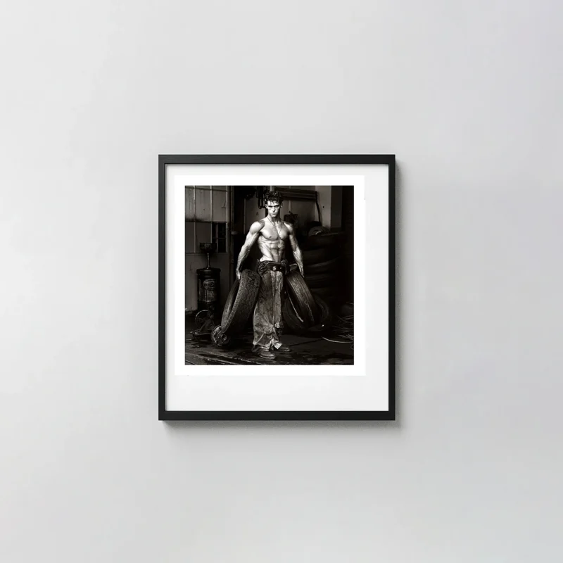 Herb Ritts Photography Print - Fred with Tires Print, Photography Wall Art Poster