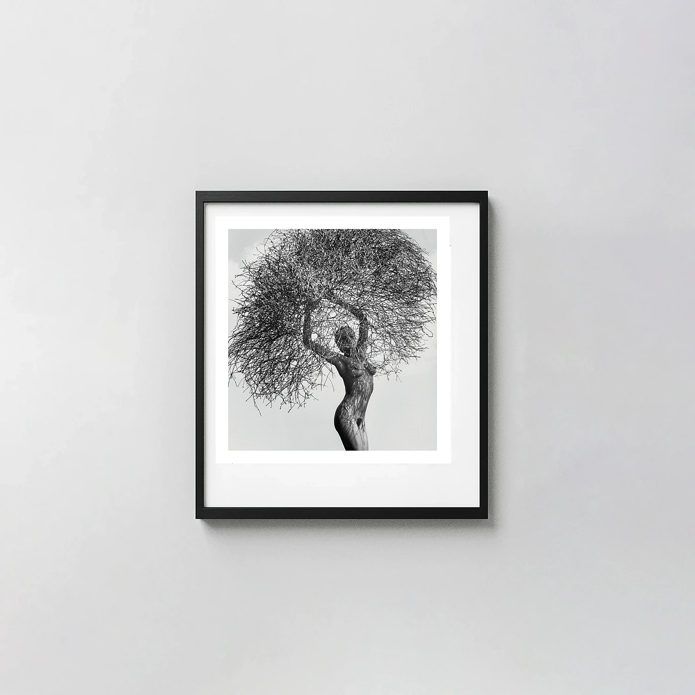 Herb Ritts Photography Print, Neith with Tumbleweed Paradise Cove 1986 Photography Prints xe2x80x93 Square Frame Wall Art Mockup | MerchFuse