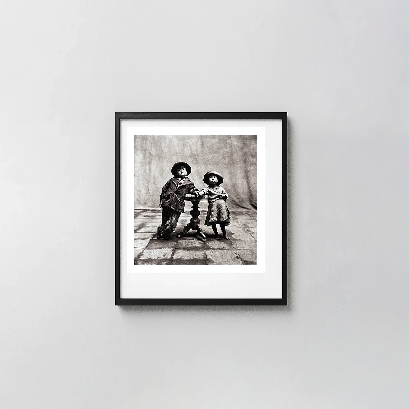 Irving Penn Photo Print, Cuzco Children Peru 1948 Vintage Portrait Wall Art Irving Penn Photo Print, Cuzco Children Peru 1948 Vintage Portrait Photography Prints Xe2X80X93 Square Frame Wall Art Mockup | Merchfuse