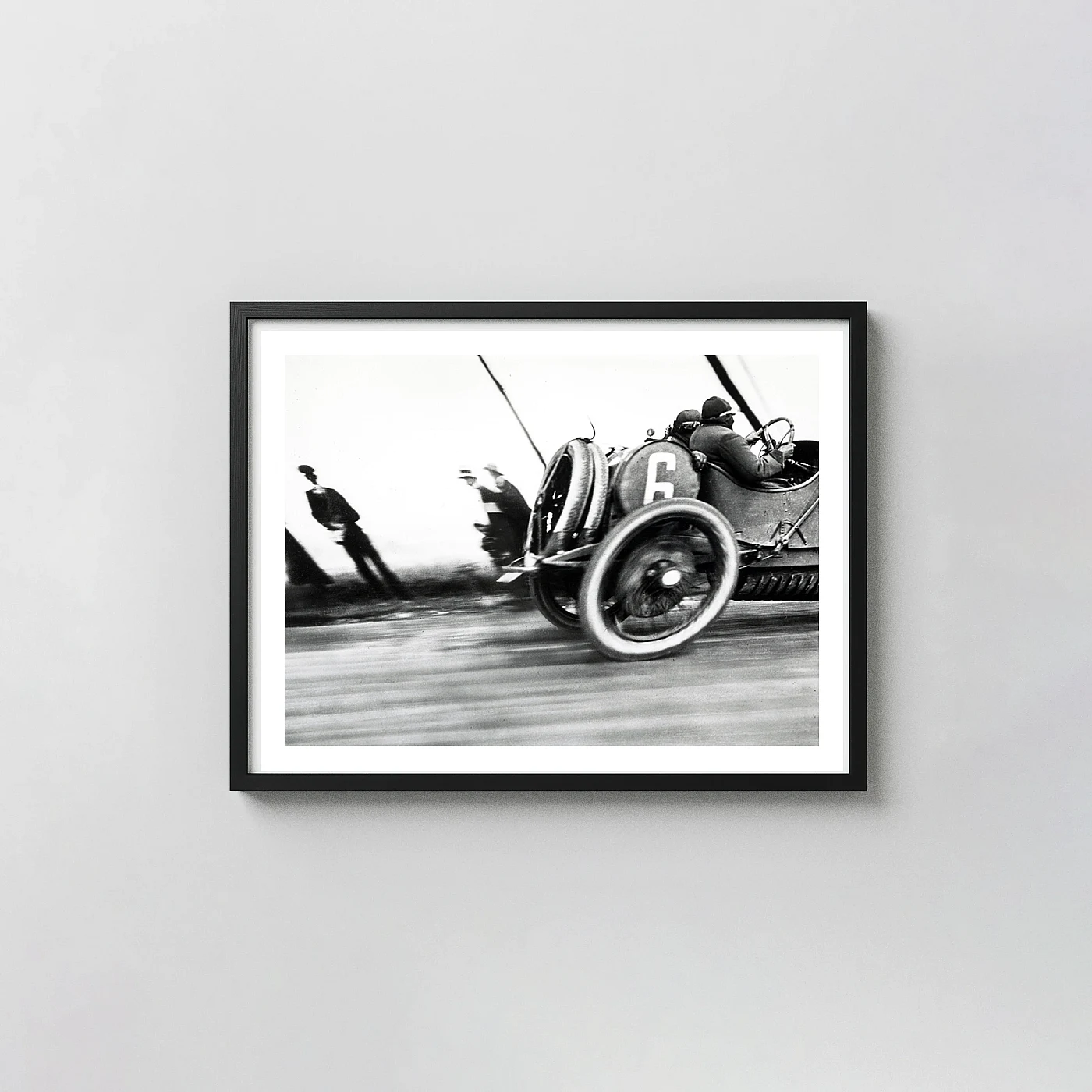 Jacques Henri Lartigue Photography Print, Grand Prix ACF 1913 Vintage Racing Photography Prints xe2x80x93 Landscape Frame Wall Art Mockup | MerchFuse