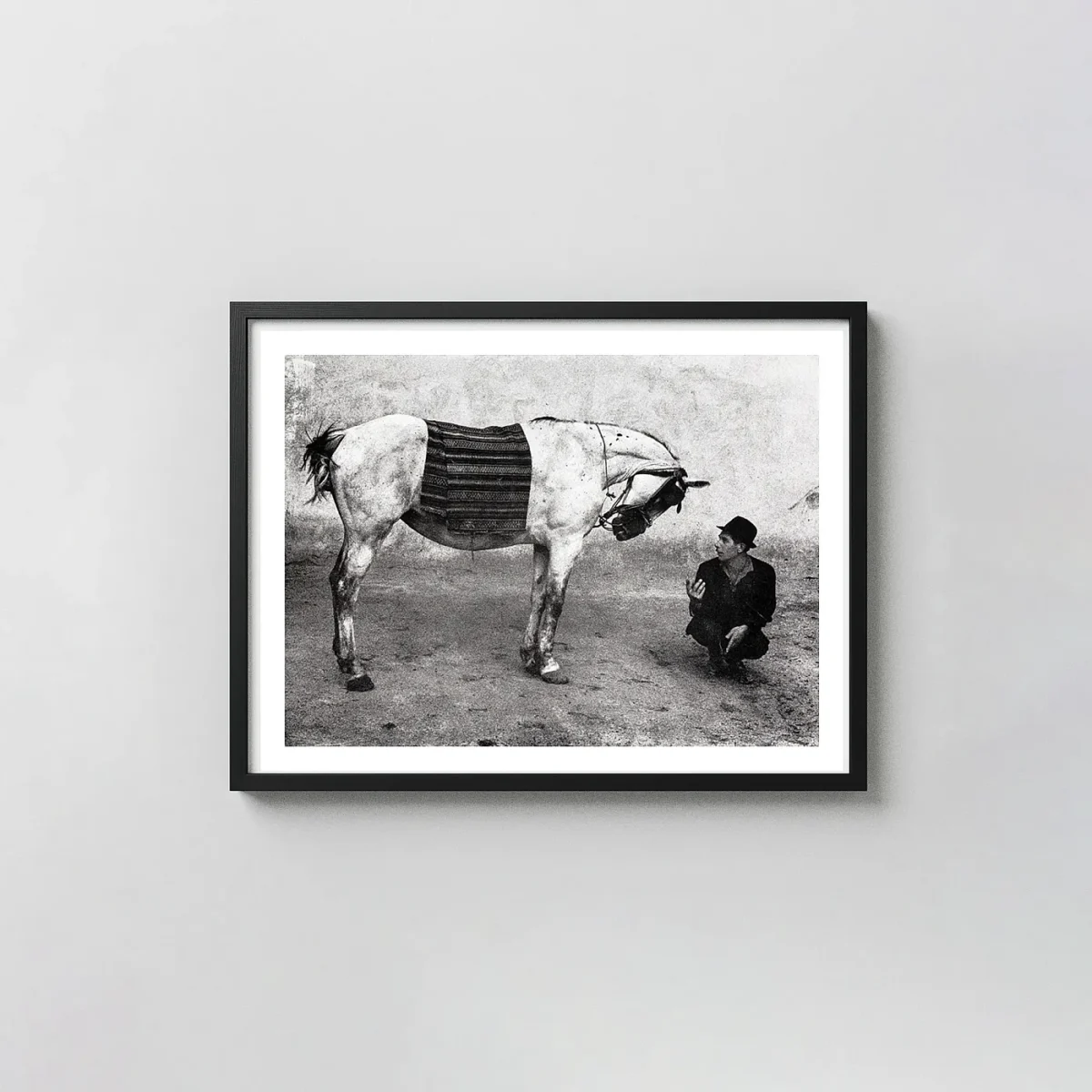 Josef Koudelka Photography Print, Romania Gypsy with Horse 1968 Photography Prints xe2x80x93 Landscape Frame Wall Art Mockup | MerchFuse