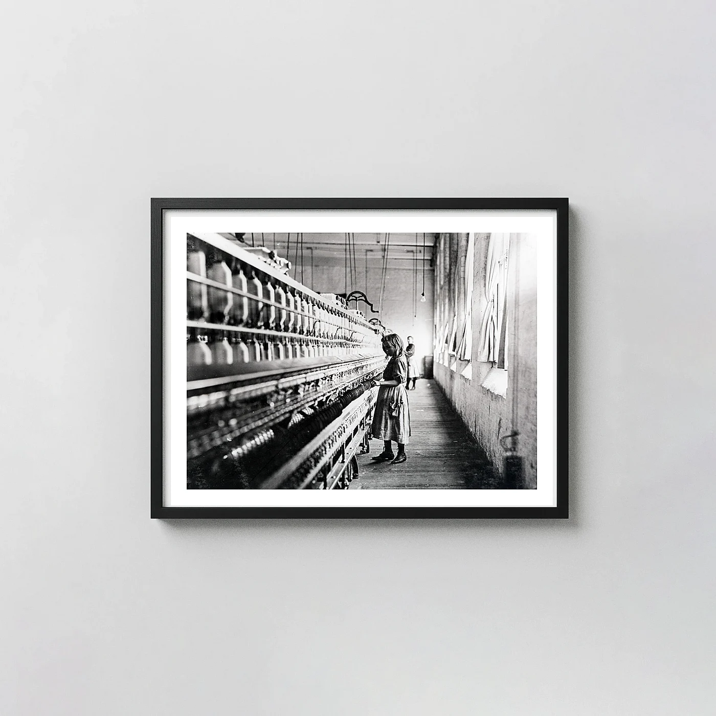 Lewis Hine Cotton Mill Child Labor Photo Print, Sadie Pfeifer 1908 Photography Prints xe2x80x93 Landscape Frame Wall Art Mockup | MerchFuse