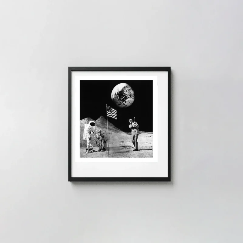 Sean Connery Poster — Terry O'Neill Bond on the Moon, 1971 Photography Photography Prints xe2x80x93 Square Frame Wall Art Mockup | MerchFuse