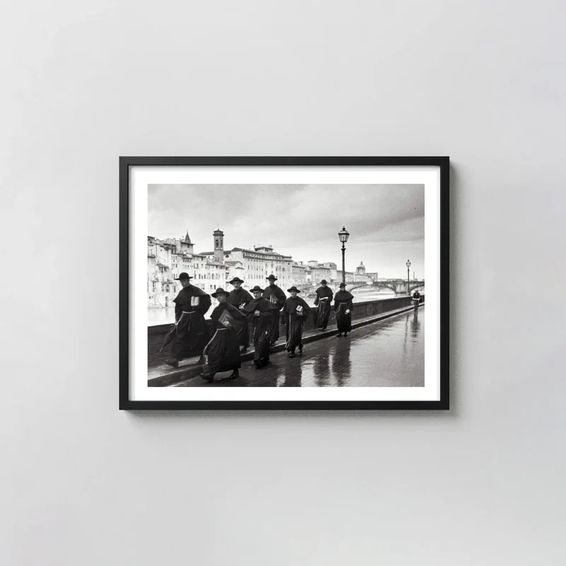 Eisenstaedt Photography Poster, Monks on the Arno Florence 1935 Vintage Print