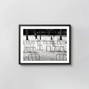André Kertész Wall Art, Chairs of Paris 1927 Street Photography Photography Prints xe2x80x93 Landscape Frame Wall Art Mockup | MerchFuse